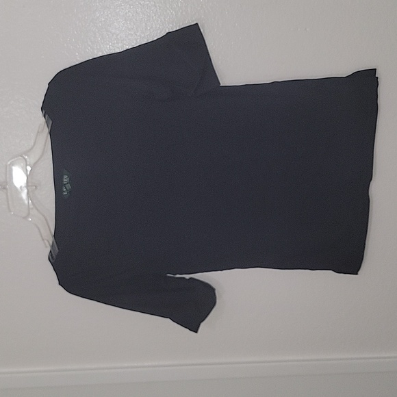 EUC Ralph Lauren Stretch Cotton Blend Boat Neck Short Rolled Sleeve Navy Shirt - Picture 4 of 10